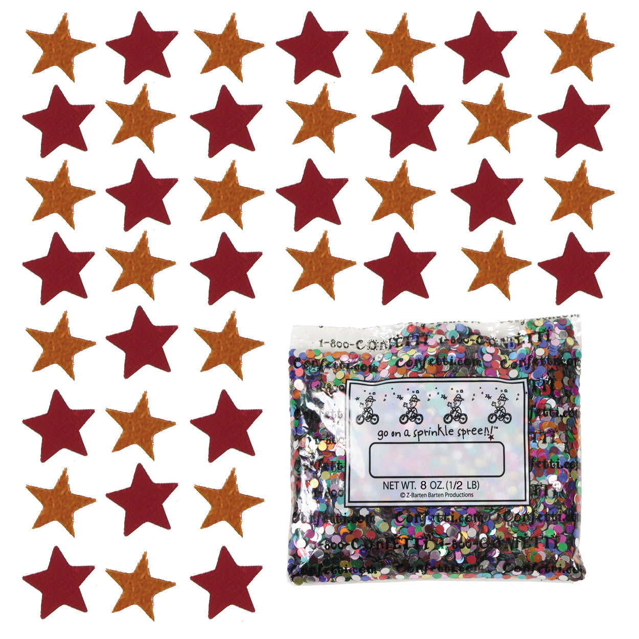 Confetti Star 1/4" Orange, Red