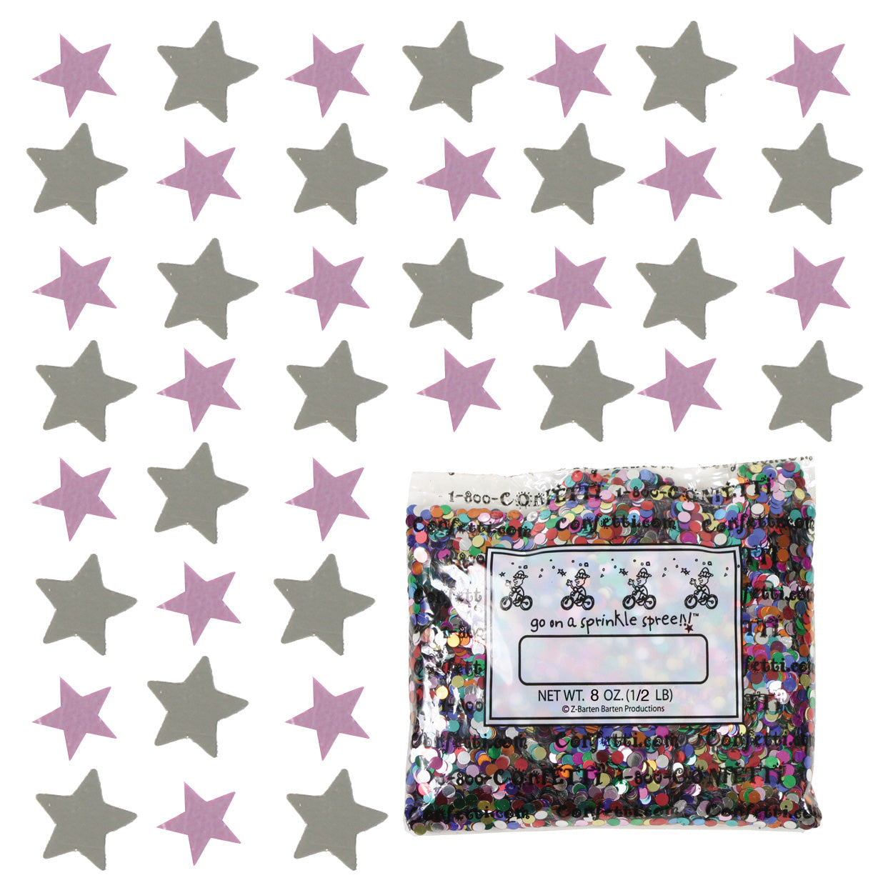 Confetti Star 1/4" Pink, Silver