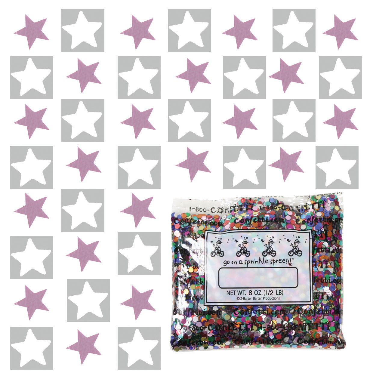 Confetti Star 1/4" Pink, White