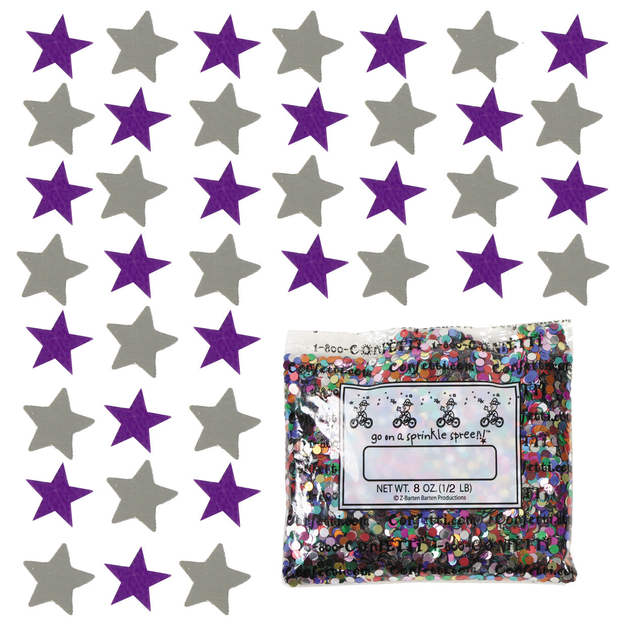 Confetti Star 1/4" Purple, Silver