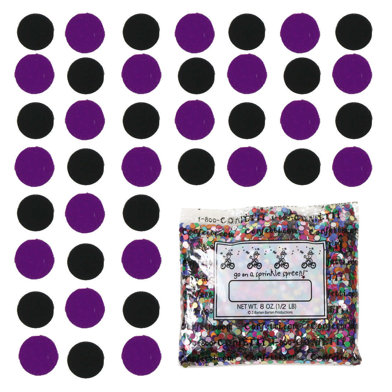 Confetti Circle 1/4" Black, Purple