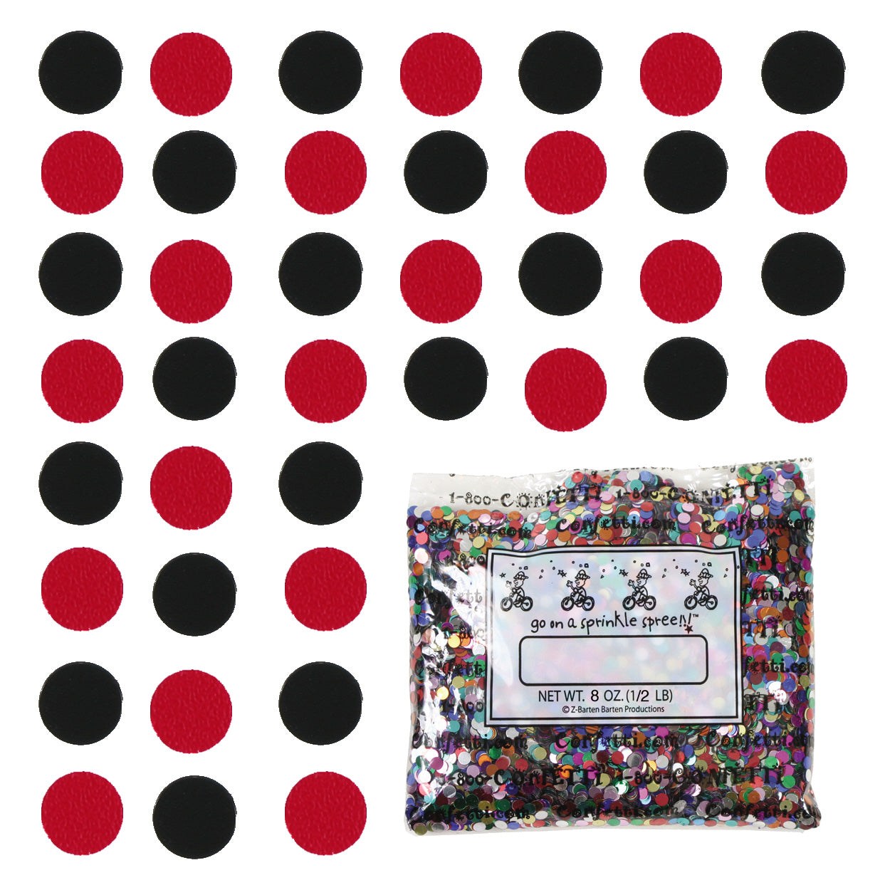 Confetti Circle 1/4" Black, Red