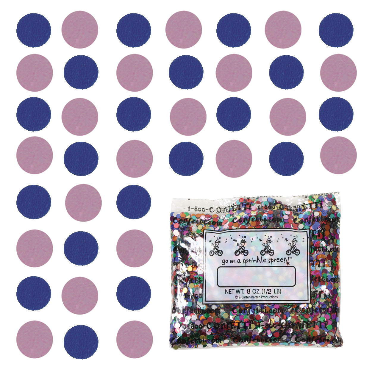 Confetti Circle 1/4" Blue Royal, Pink