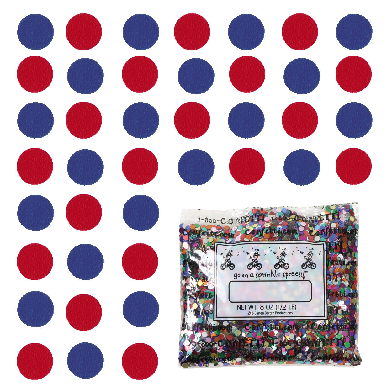 Confetti Circle 1/4" Blue Royal, Red