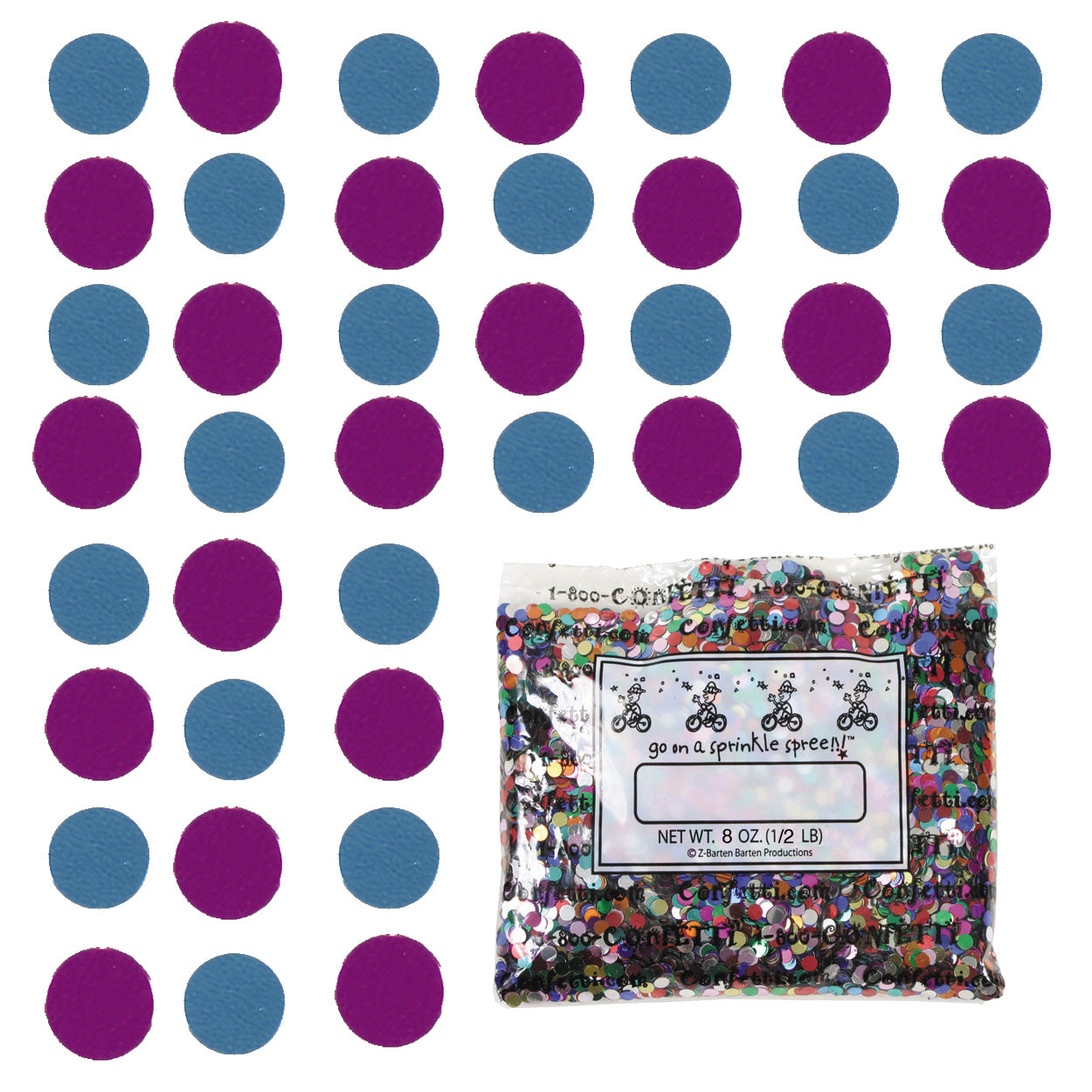 Confetti Circle 1/4" Blue Sky, Fuchsia