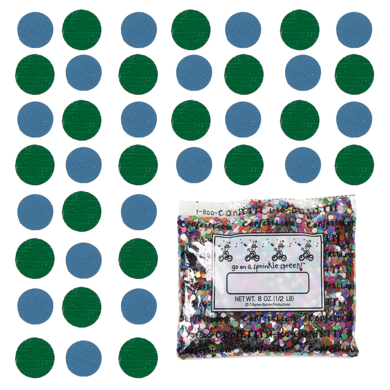 Confetti Circle 1/4" Blue Sky, Green