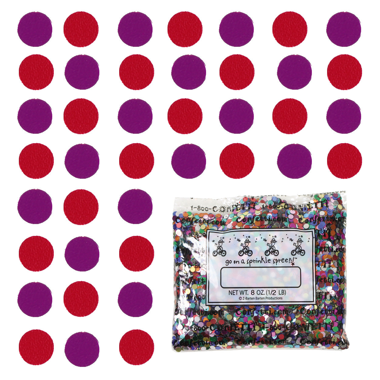 Confetti Circle 1/4" Fuchsia, Red