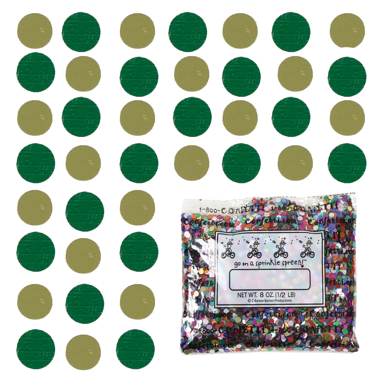 Confetti Circle 1/4" Gold, Green