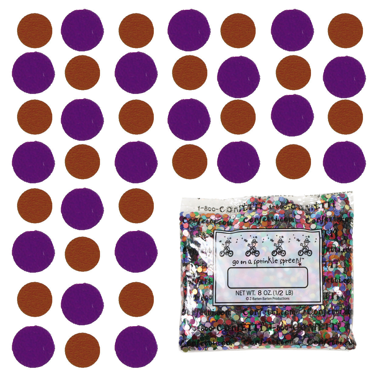 Confetti Circle 1/4" Orange, Purple