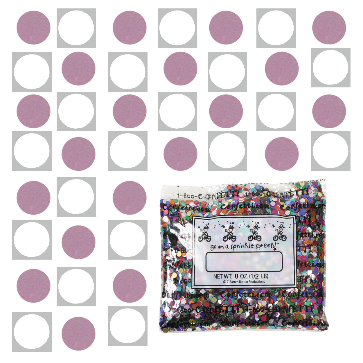 Confetti Circle 1/4" Pink, White