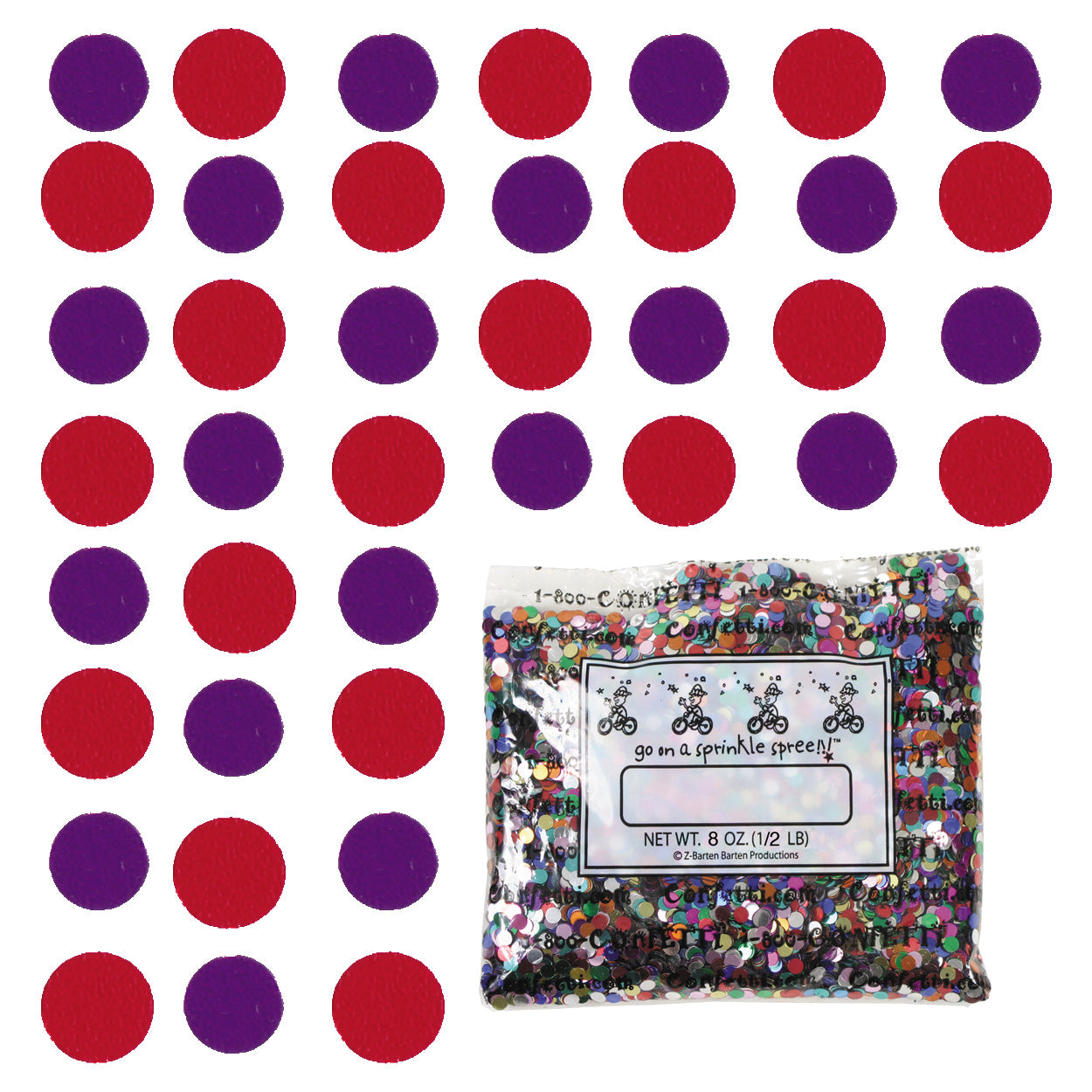 Confetti Circle 1/4" Purple, Red