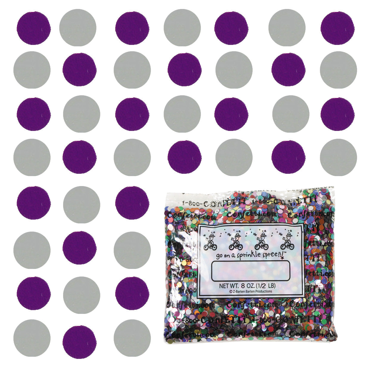 Confetti Circle 1/4" Purple, Silver