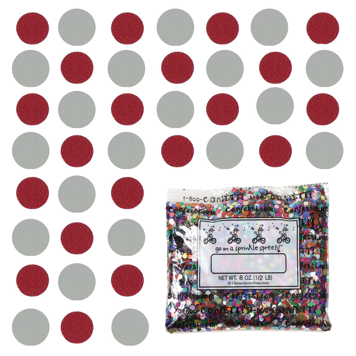 Confetti Circle 1/4" Red, Silver