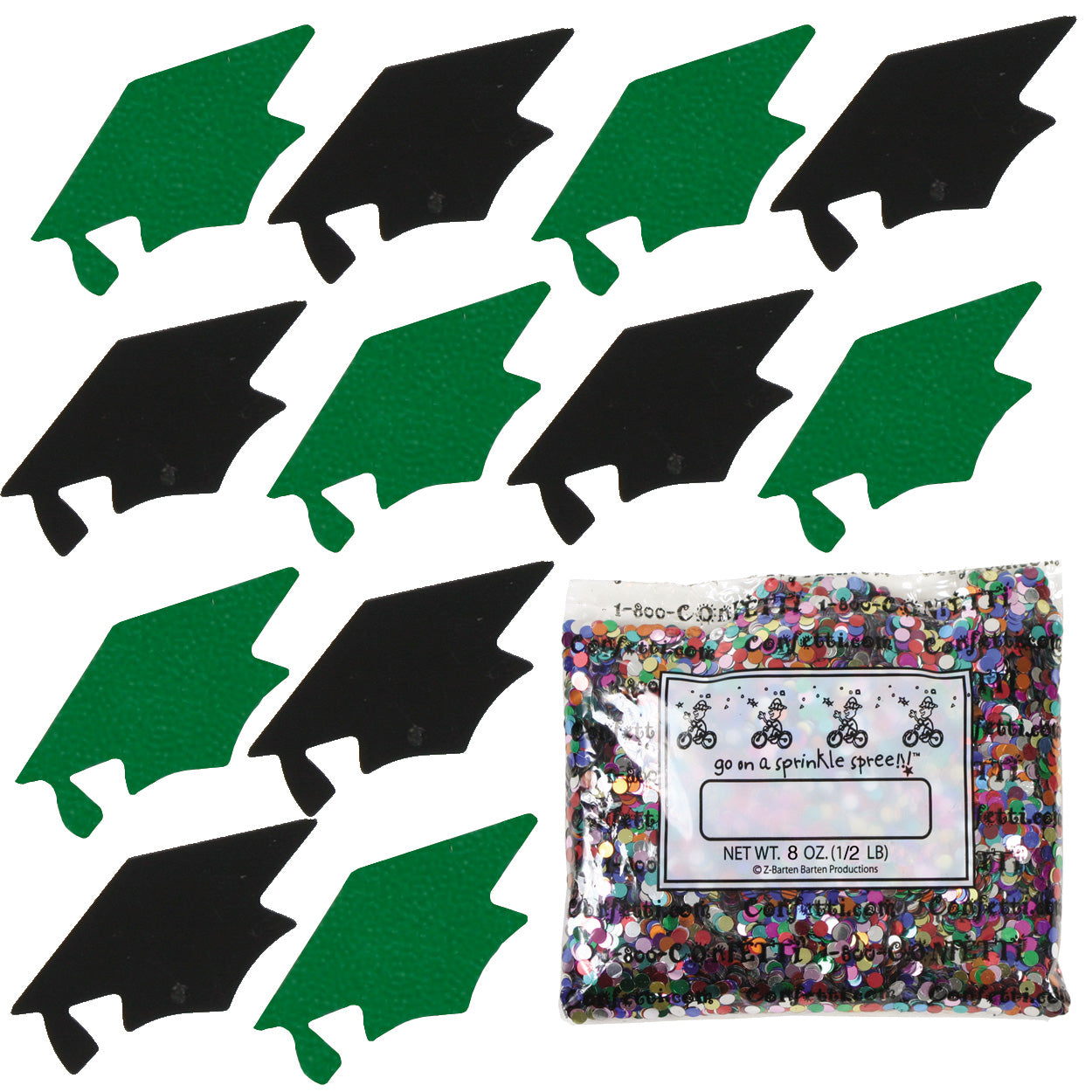 Confetti Grad Cap Black, Green