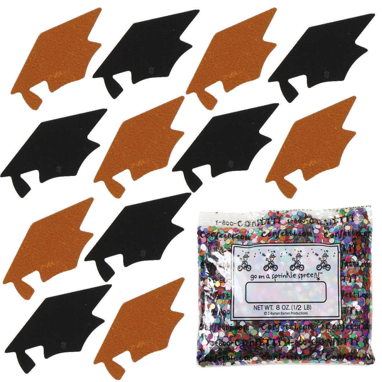 Confetti Grad Cap Black, Orange