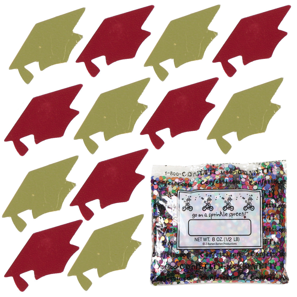 Confetti Grad Cap Gold, Red