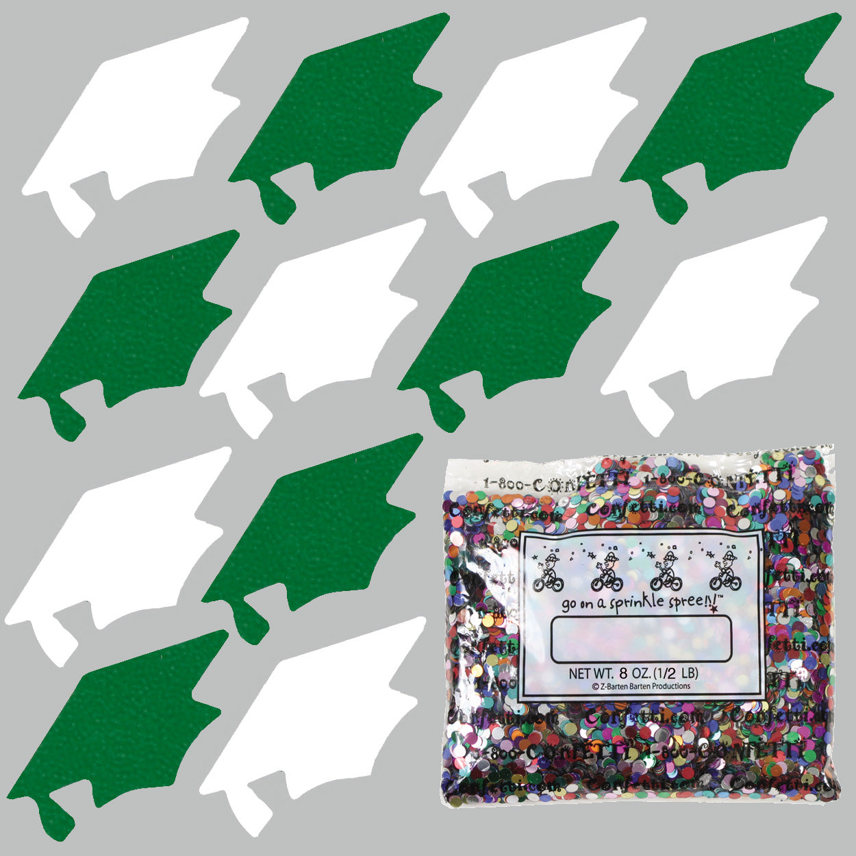 Confetti Grad Cap Green, White