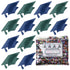 Confetti Grad Cap Blue Navy, Green Hunter