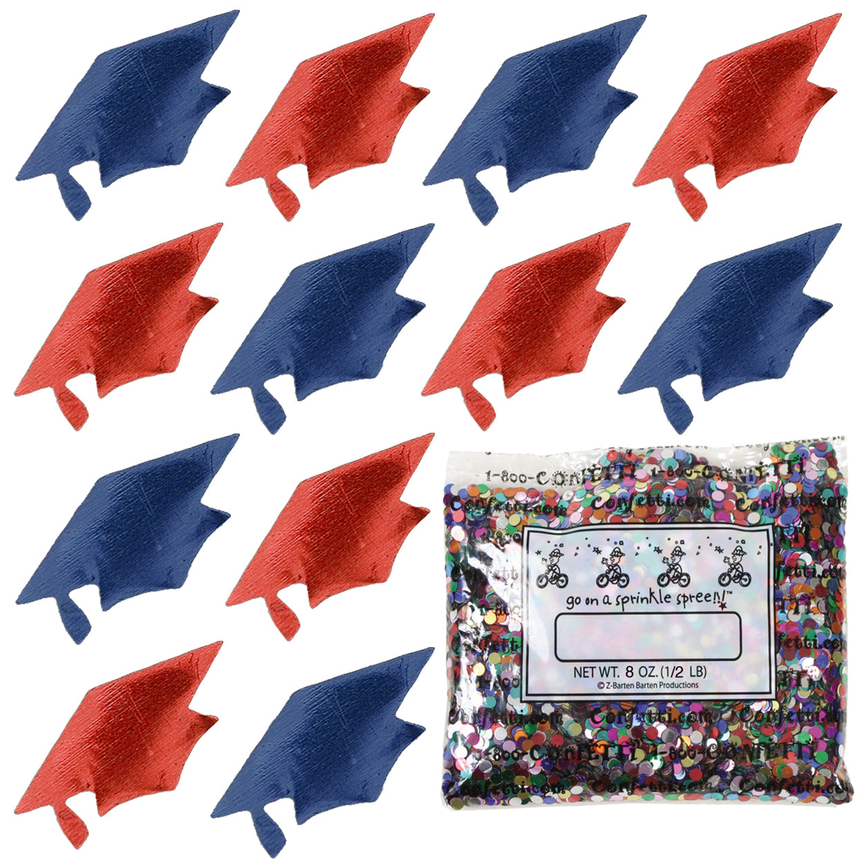 Confetti Grad Cap Blue Navy, Red