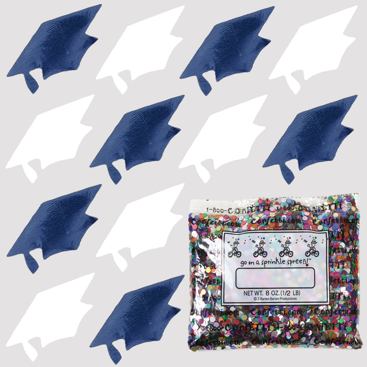 Confetti Grad Cap Blue Navy, White