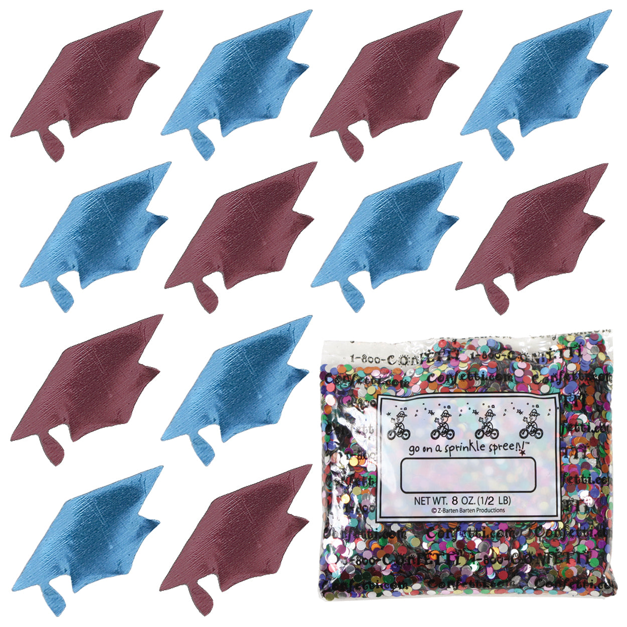 Confetti Grad Cap Blue Sky, Burgundy