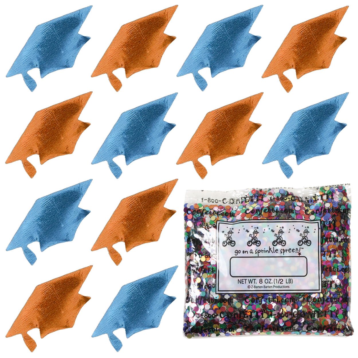 Confetti Grad Cap Blue Sky, Orange