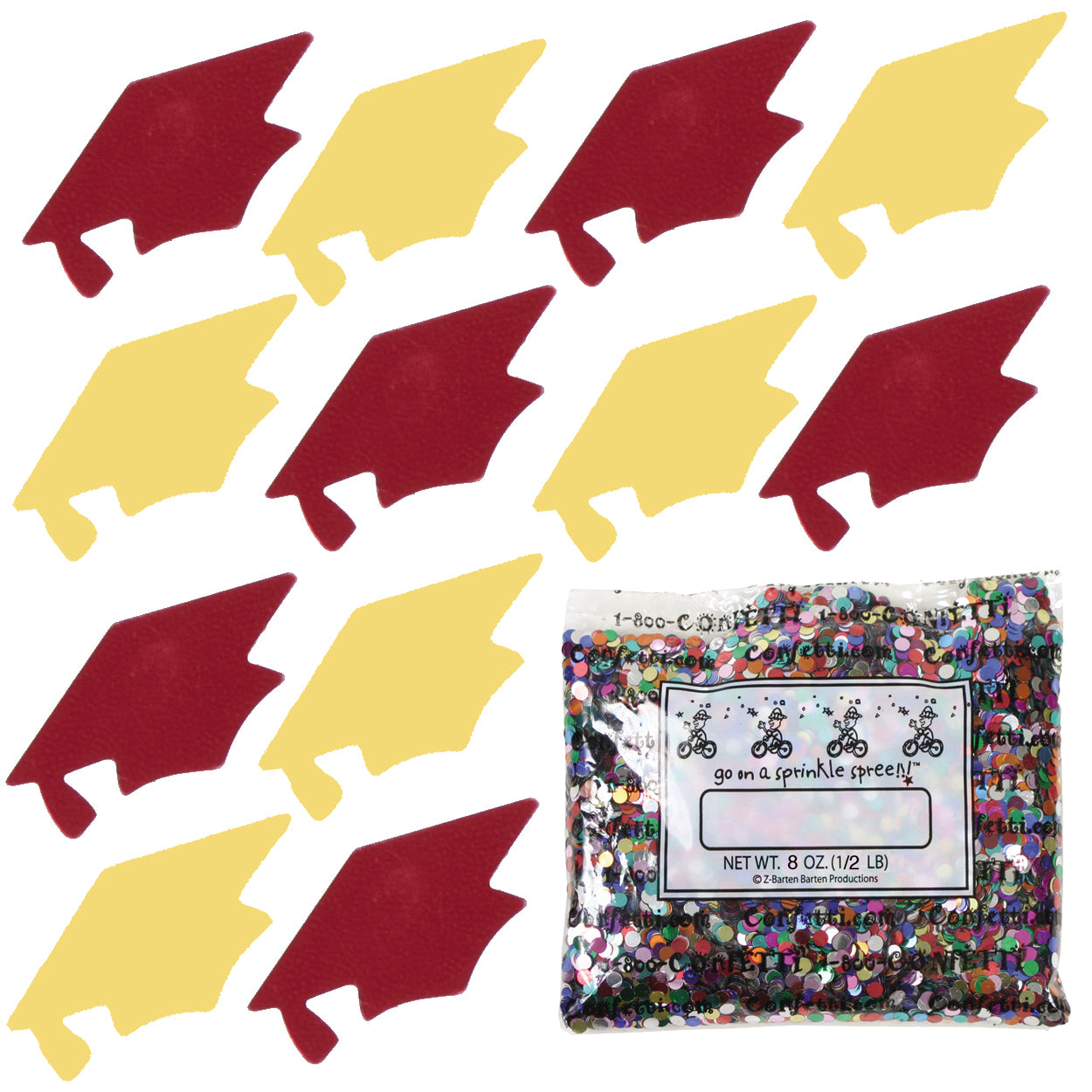 Confetti Grad Cap Red, Yellow