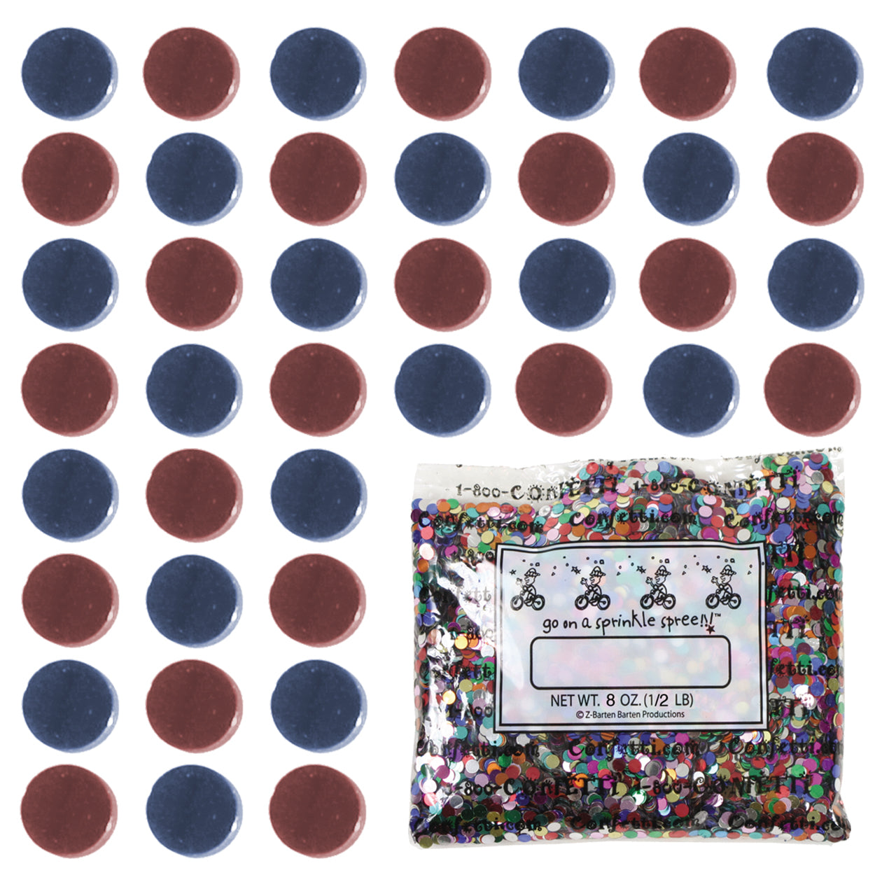 Confetti Circle 1/4" Blue Navy, Burgundy