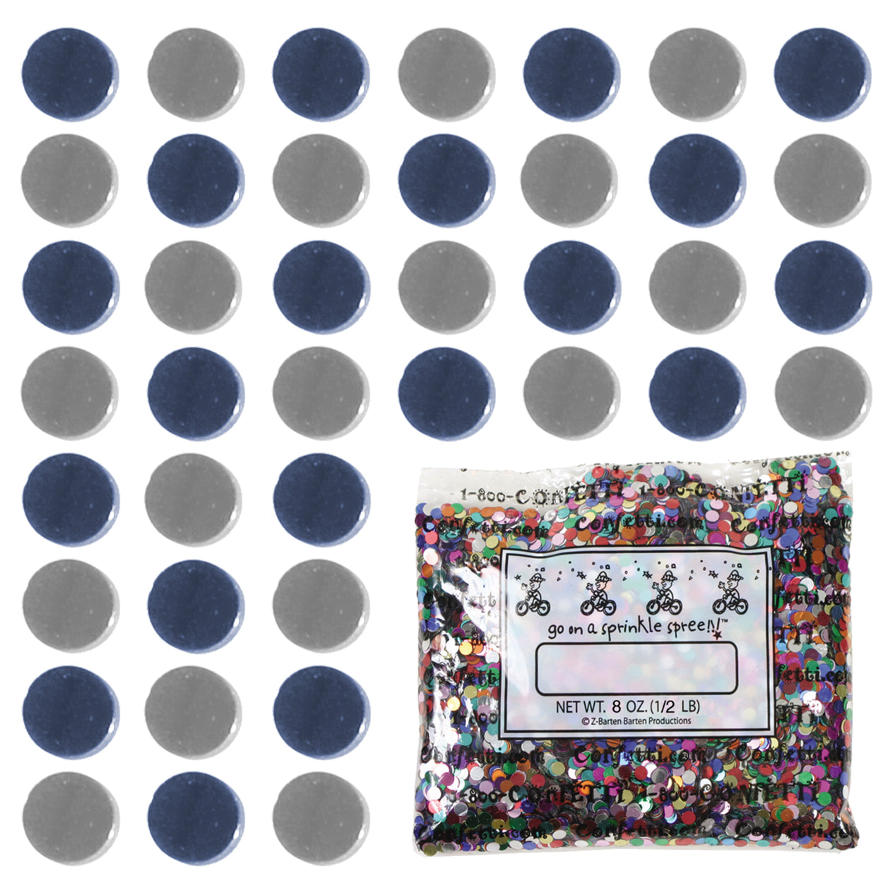 Confetti Circle 1/4" Blue Navy, Silver