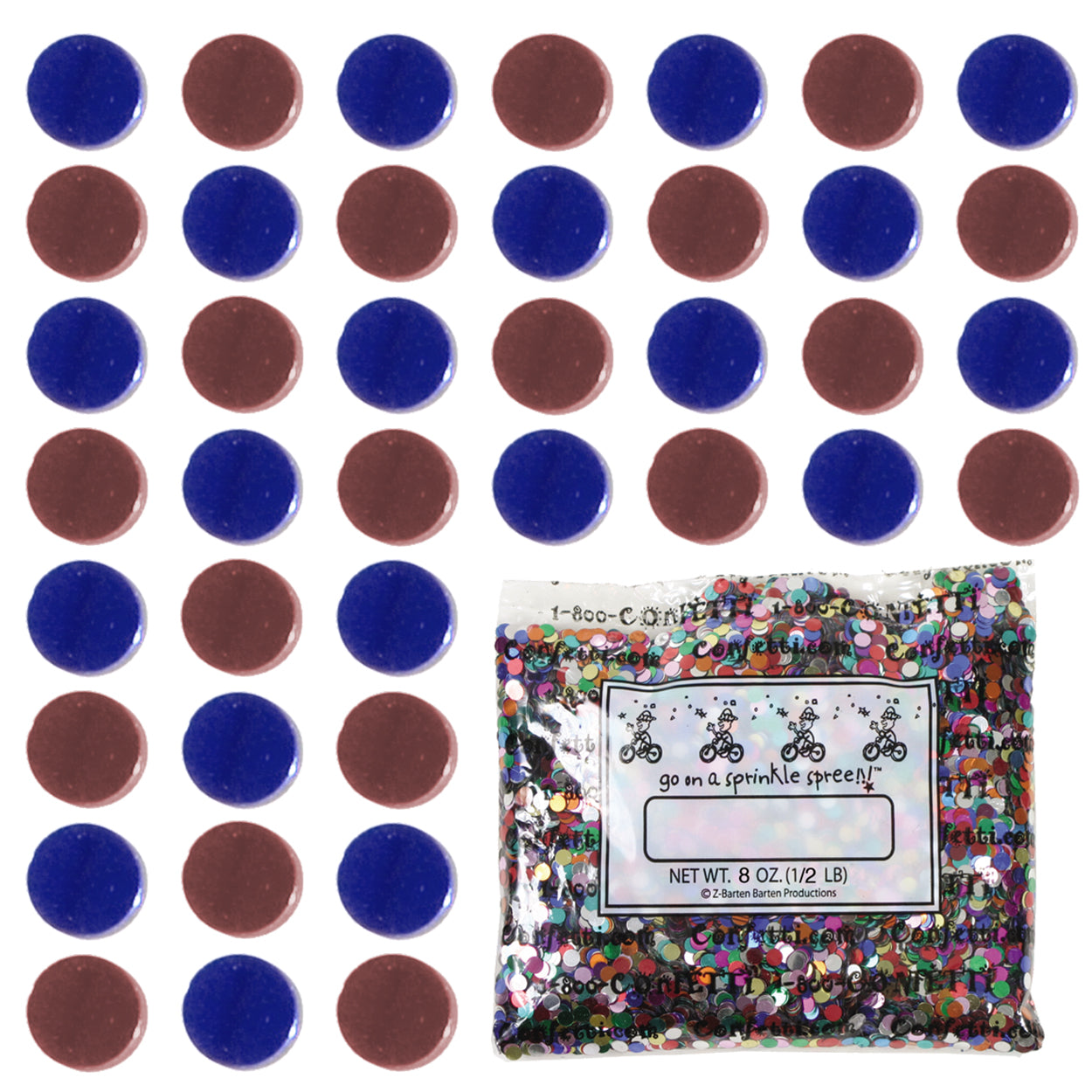 Confetti Circle 1/4" Blue Royal, Burgundy