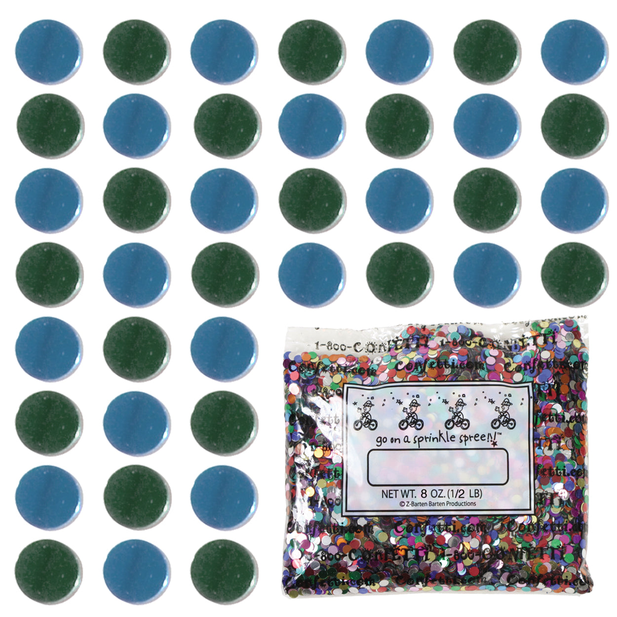 Confetti Circle 1/4" Blue Sky, Green Hunter