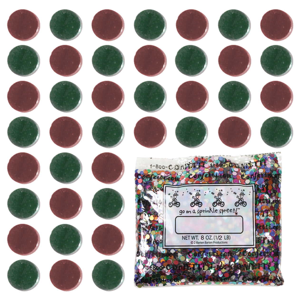 Confetti Circle 1/4" Burgundy, Green Hunter