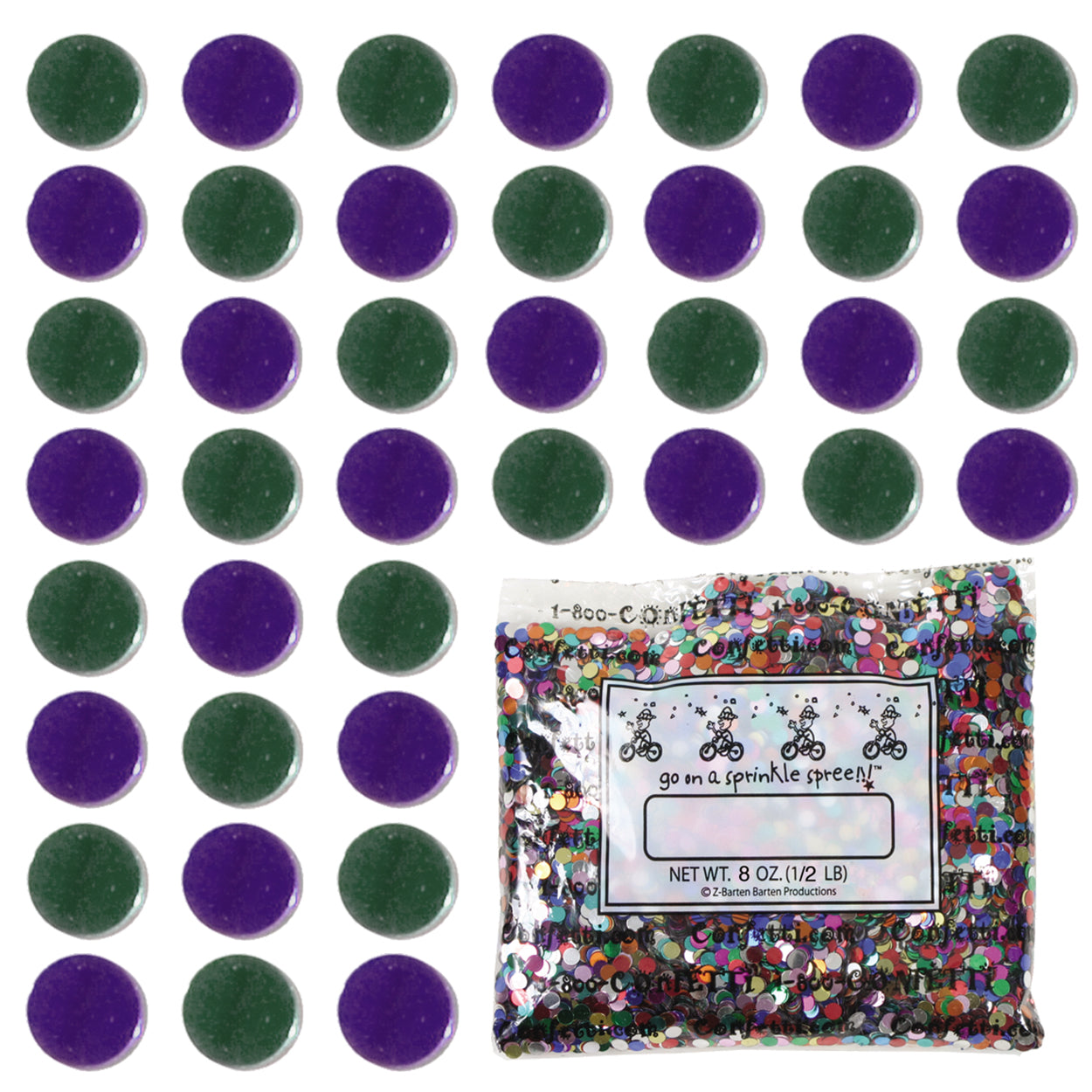 Confetti Circle 1/4" Green Hunter, Purple