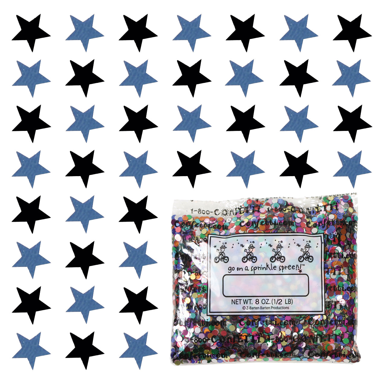 Confetti Star 1/4" Black, Blue Navy