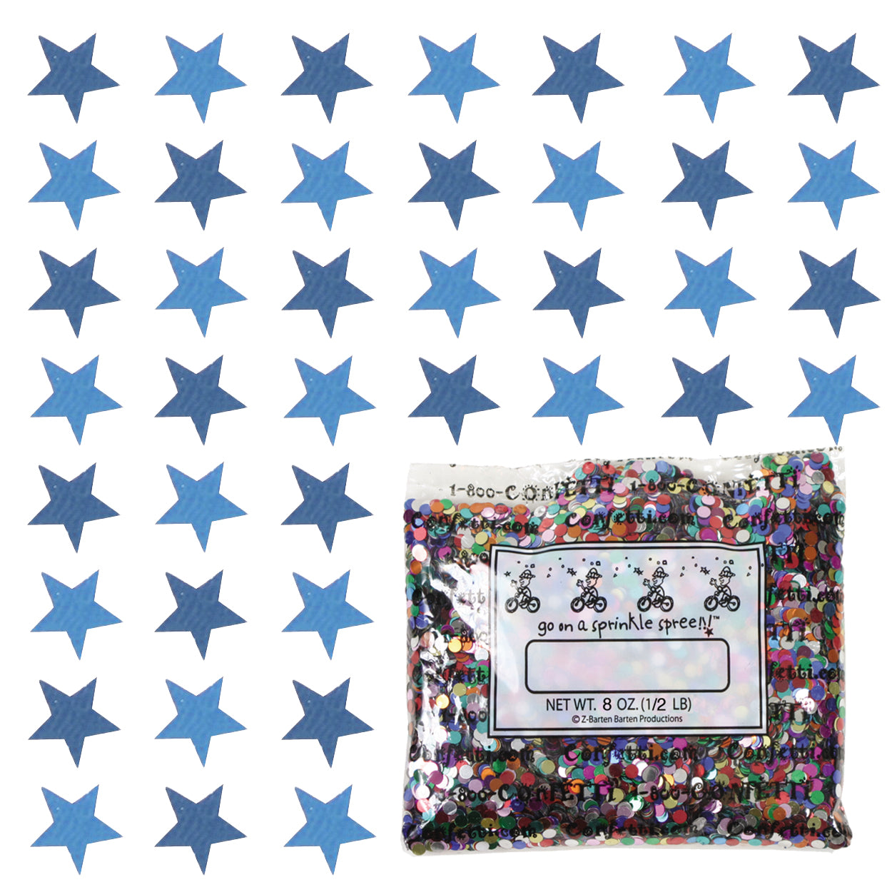 Confetti Star 1/4" Blue Navy, Blue Sky