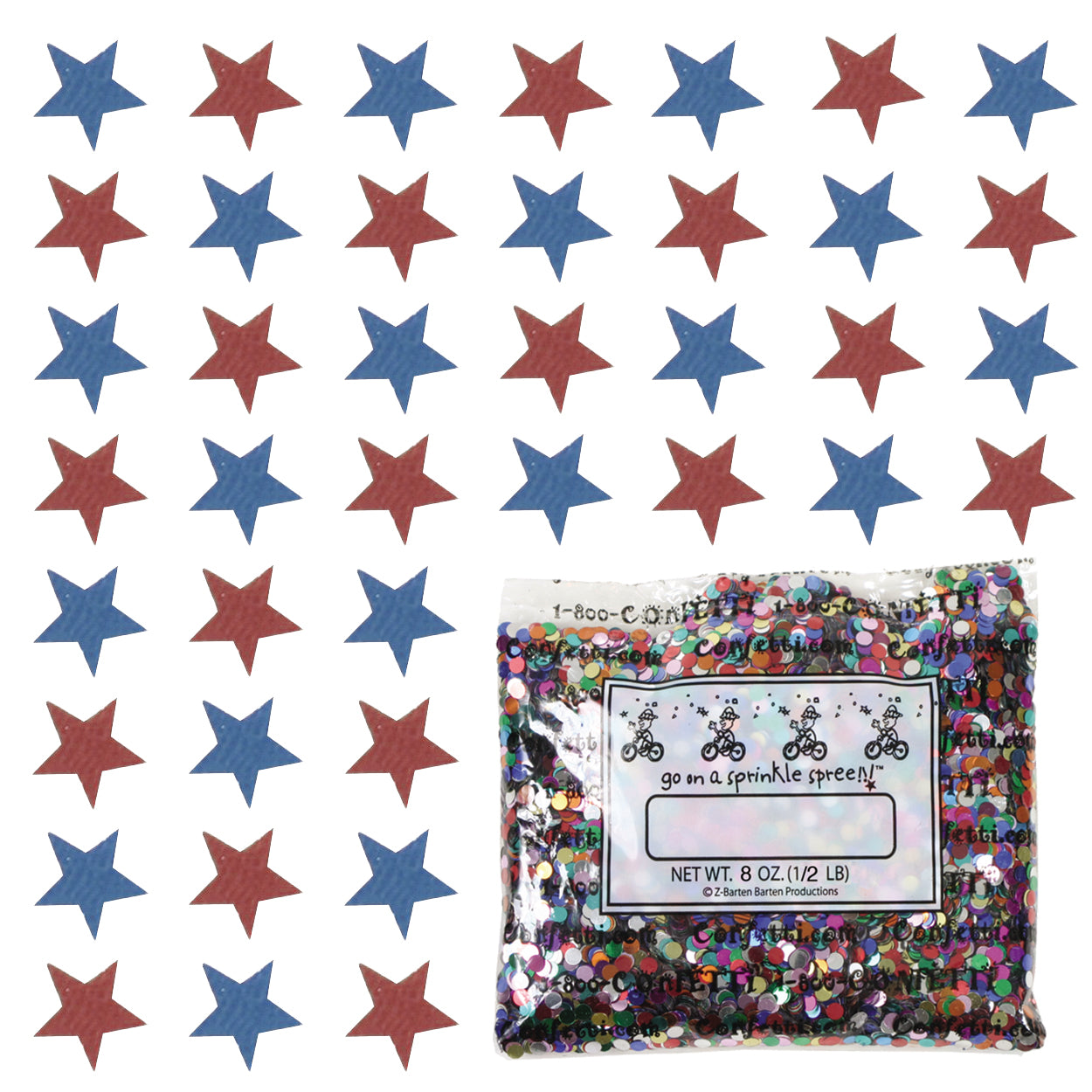 Confetti Star 1/4" Blue Navy, Burgundy