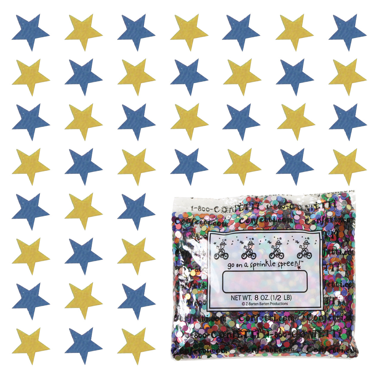 Confetti Star 1/4" Blue Navy, Gold