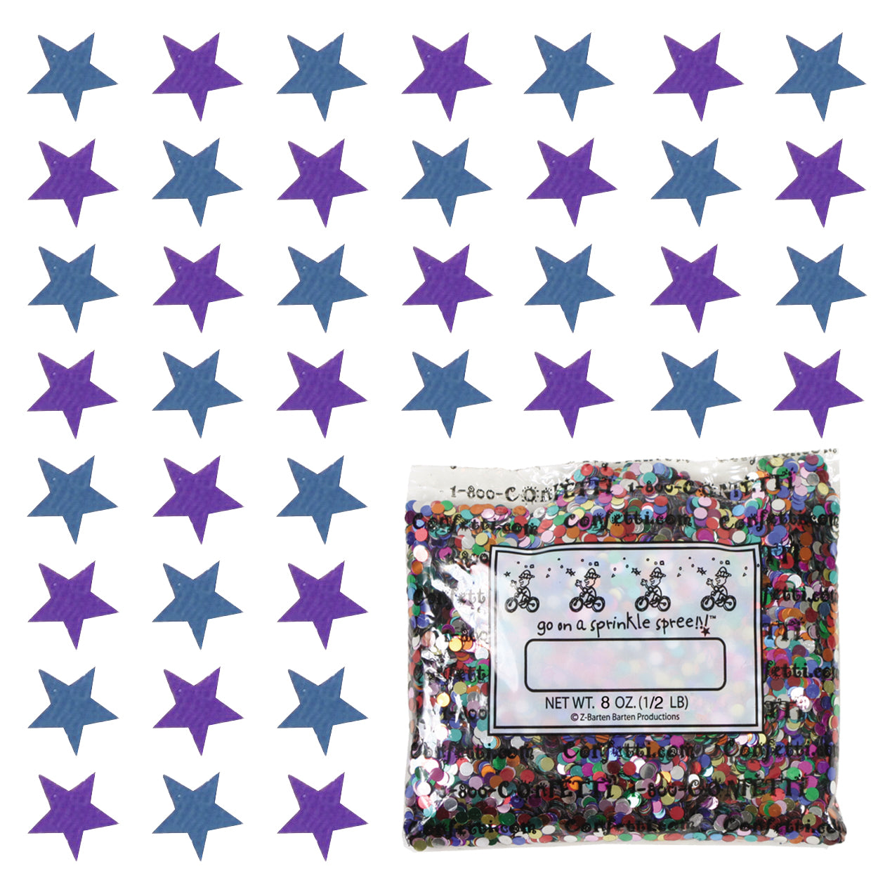 Confetti Star 1/4" Blue Navy, Purple