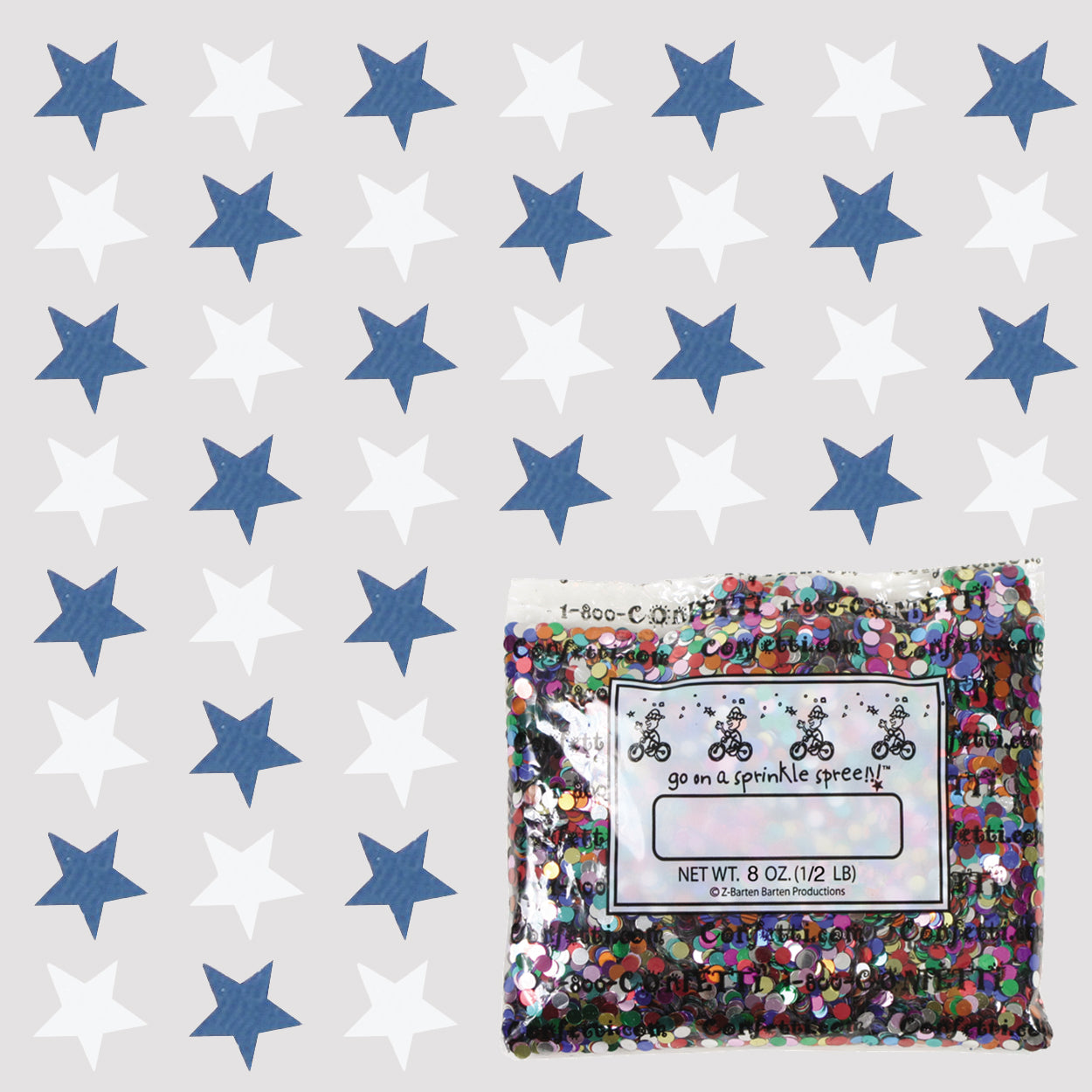 Confetti Star 1/4" Blue Navy, White