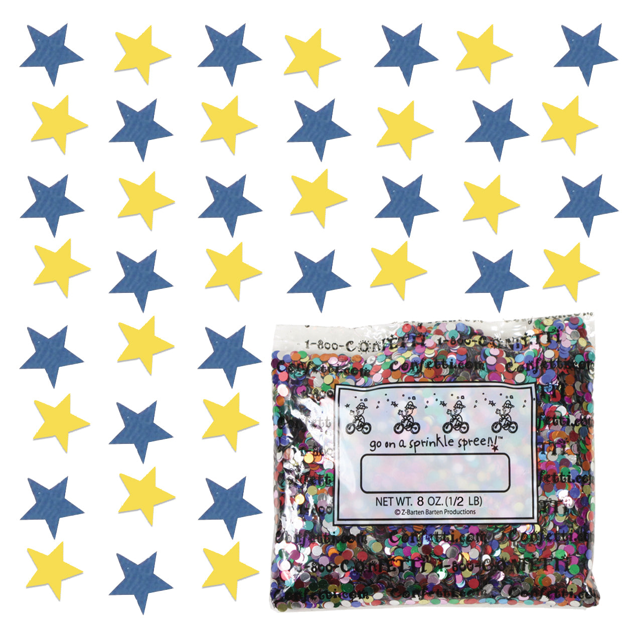 Confetti Star 1/4" Blue Navy, Yellow