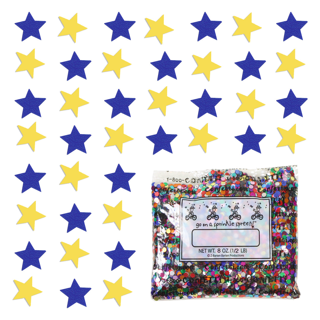 Confetti Star 1/4" Blue Royal, Yellow