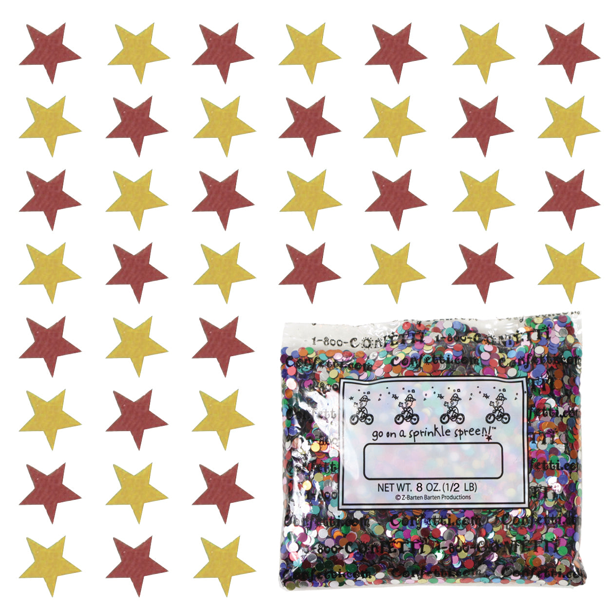 Confetti Star 1/4" Burgundy, Gold