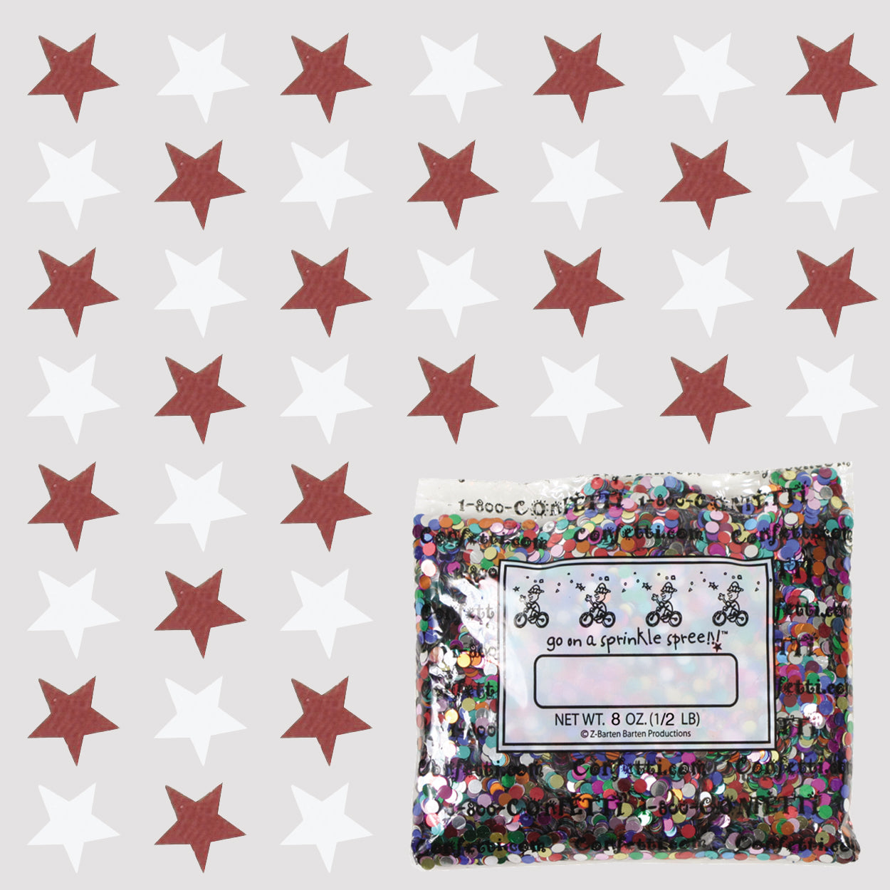 Confetti Star 1/4" Burgundy, White