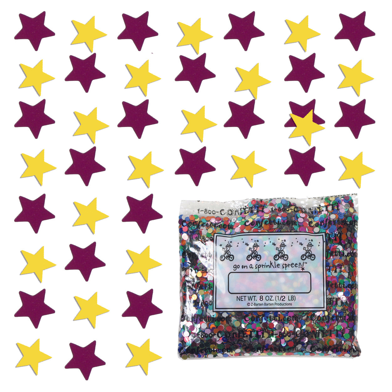 Confetti Star 1/4" Fuchsia, Yellow