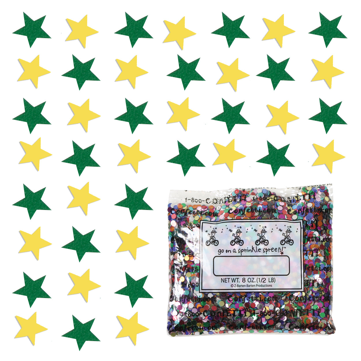 Confetti Star 1/4" Green, Yellow