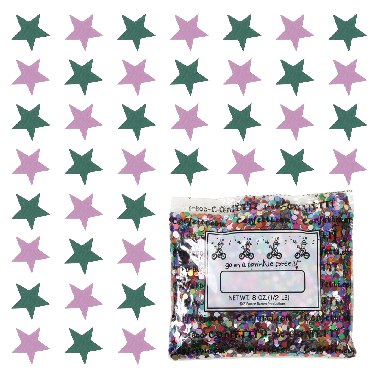 Confetti Star 1/4" Green Hunter, Pink