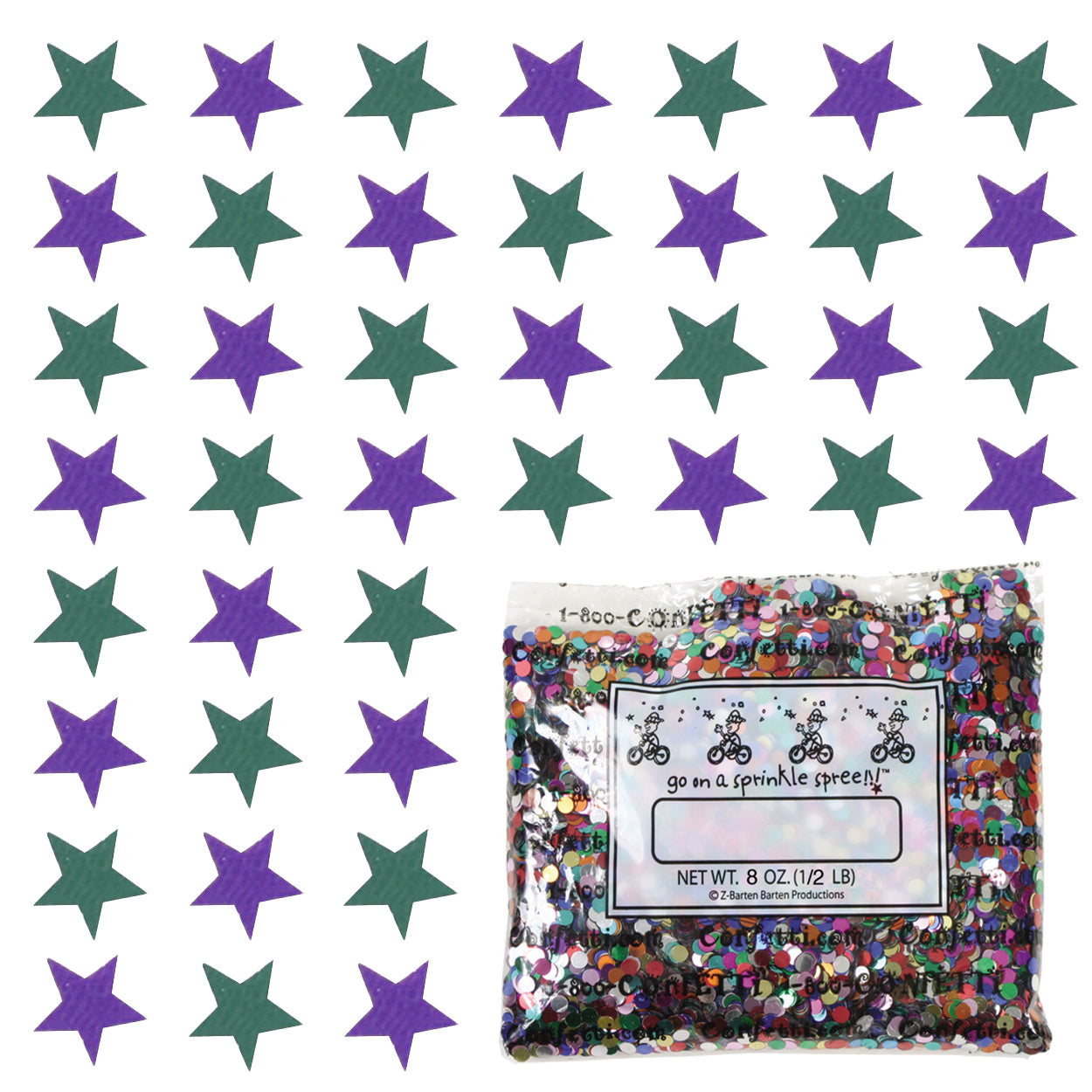 Confetti Star 1/4" Green Hunter, Purple