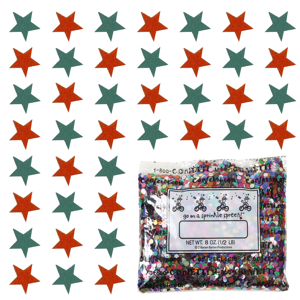 Confetti Star 1/4" Green Hunter, Red