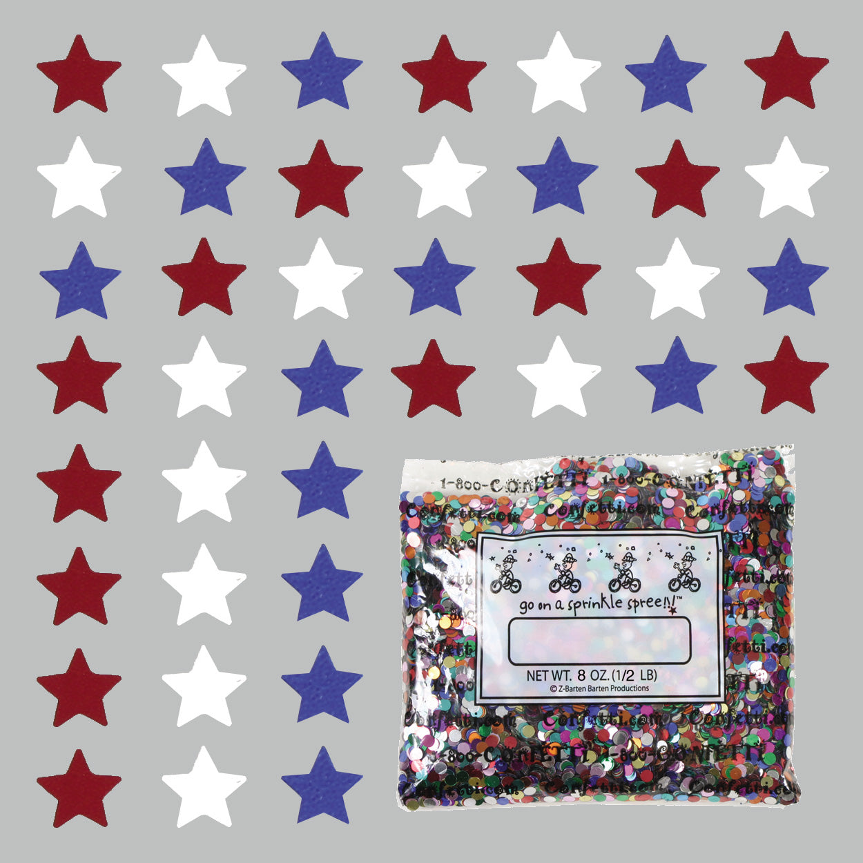 Confetti Star 1/4" Red, White, Blue 