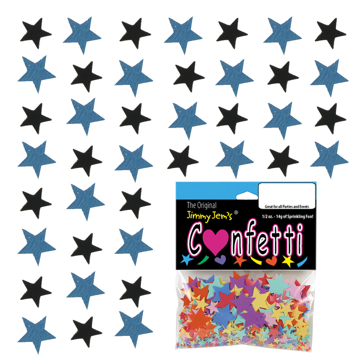 Confetti Star 1/4" Black, Blue Sky